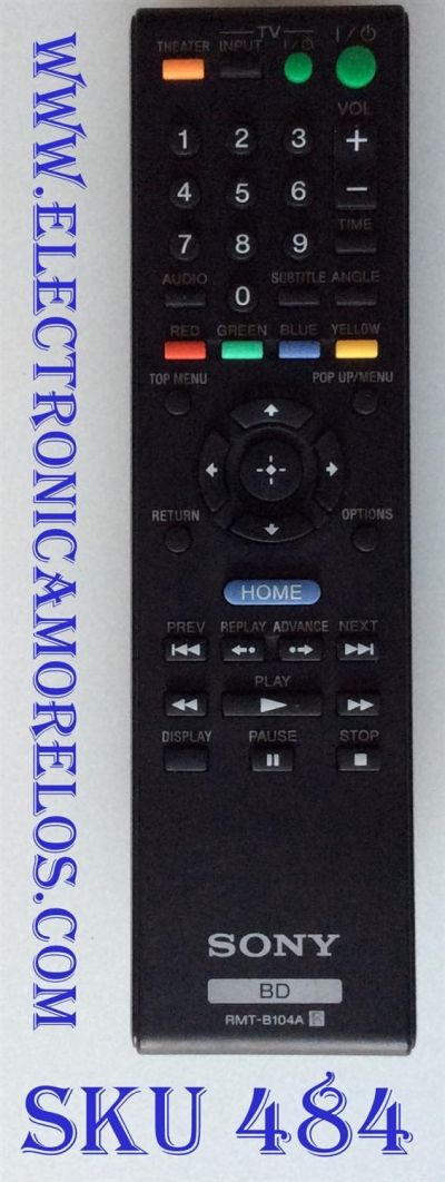 CONTROL REMOTO PARA DVD / SONY BD / RMT-B104A / 148721811 / 1-487-218-11